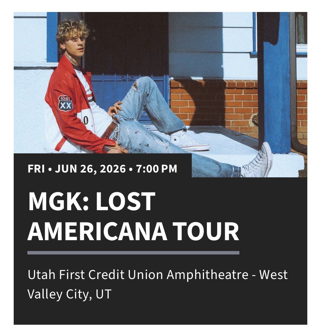 2 tix MGK: Lost Americana Tour with Wiz Khalifa
