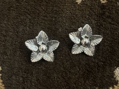 Danecraft' Sterling Silver Flower Clip Earrings - 1940's