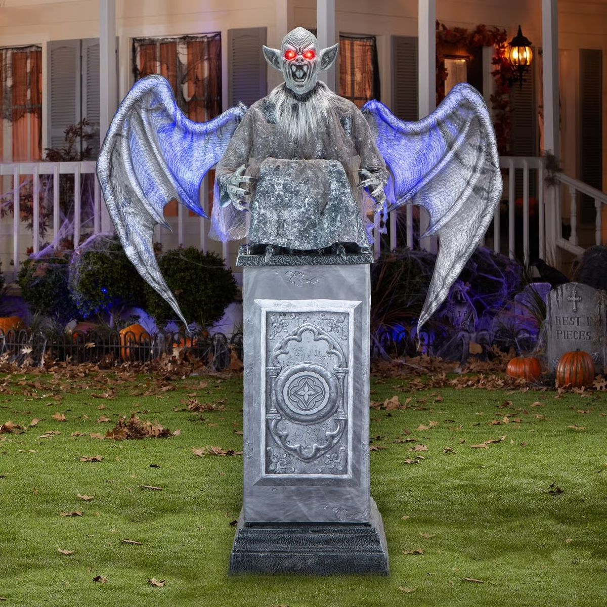 Halloween 7’ Gargoyle Animatronic Cemetery Tombstone Blow Mold Home Decor Decoration Yard Prop