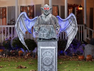 Halloween 7’ Gargoyle Animatronic Cemetery Tombstone Blow Mold Home Decor Decoration Yard Prop