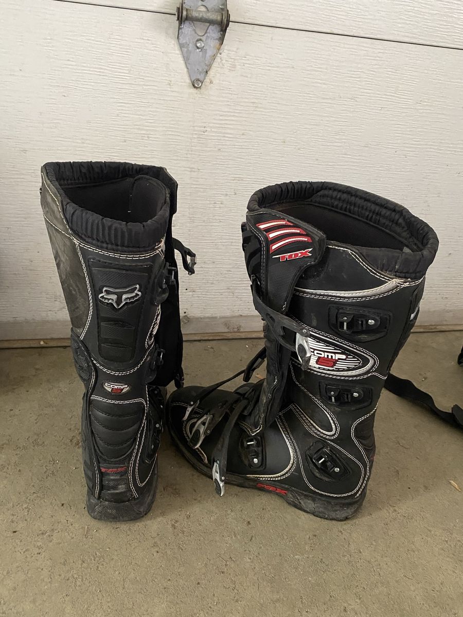 Motocross Boots, Chest Protector, and Elbow Guards