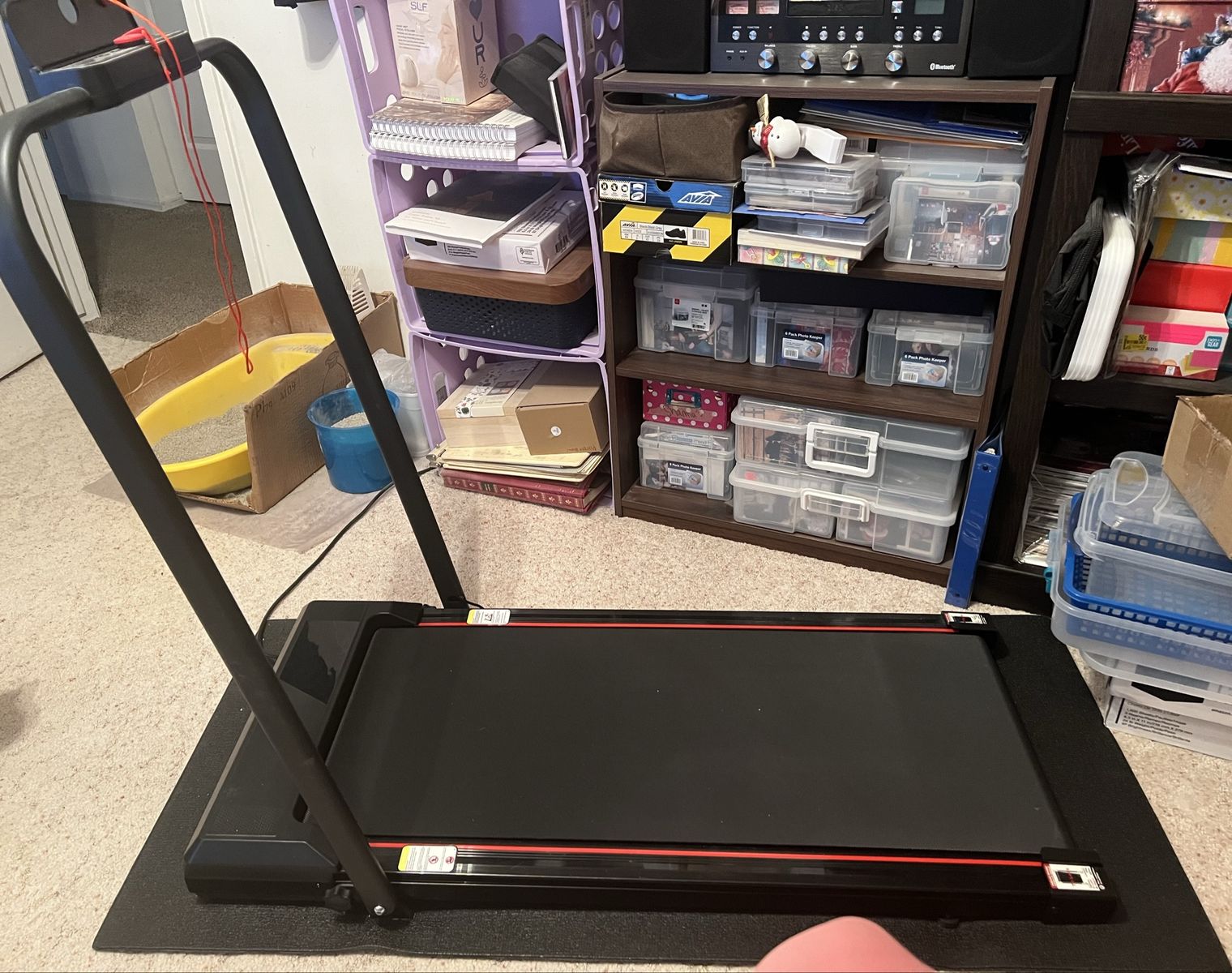 Folding Treadmill with Remote Control and Safety Key, Compact Design