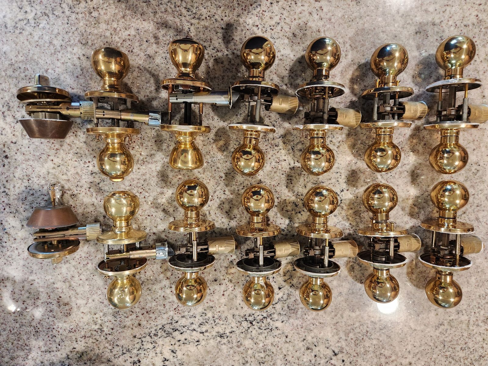 Set of 12 gold door knobs with Hardware