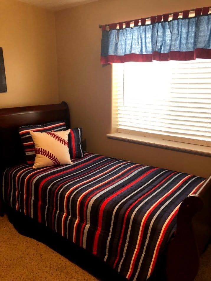 Twin Sleigh Style Bed, Mattress, Box Springs & Bedding