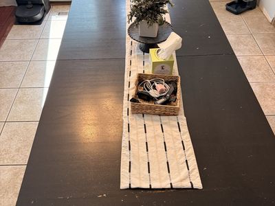 Black dinning room table with benches
