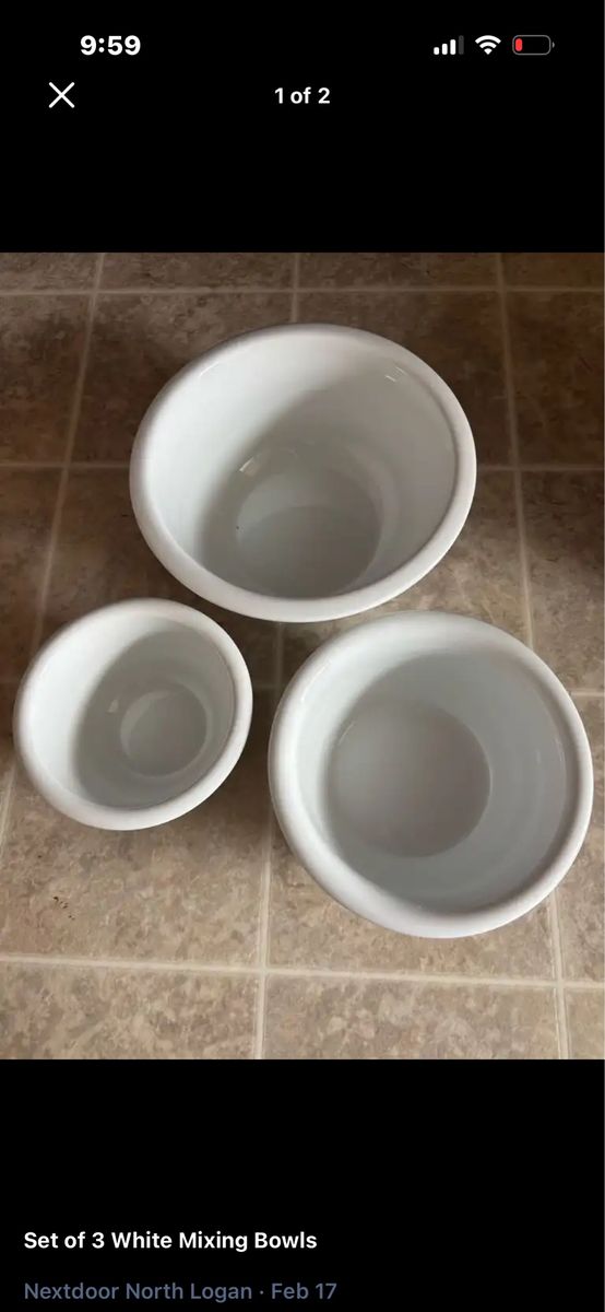 Good for college students or if you’re getting your first place Set of 3 White Ceramic Mixing Bowls & Stainless Steel Colander