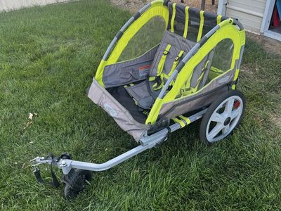 InStep Two-Seat Bicycle Trailer & Stroller - Green/Gray