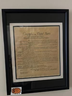 Framed Historical & Inspirational Prints – Matching Set; Constitution Dec Independence, Proclamation