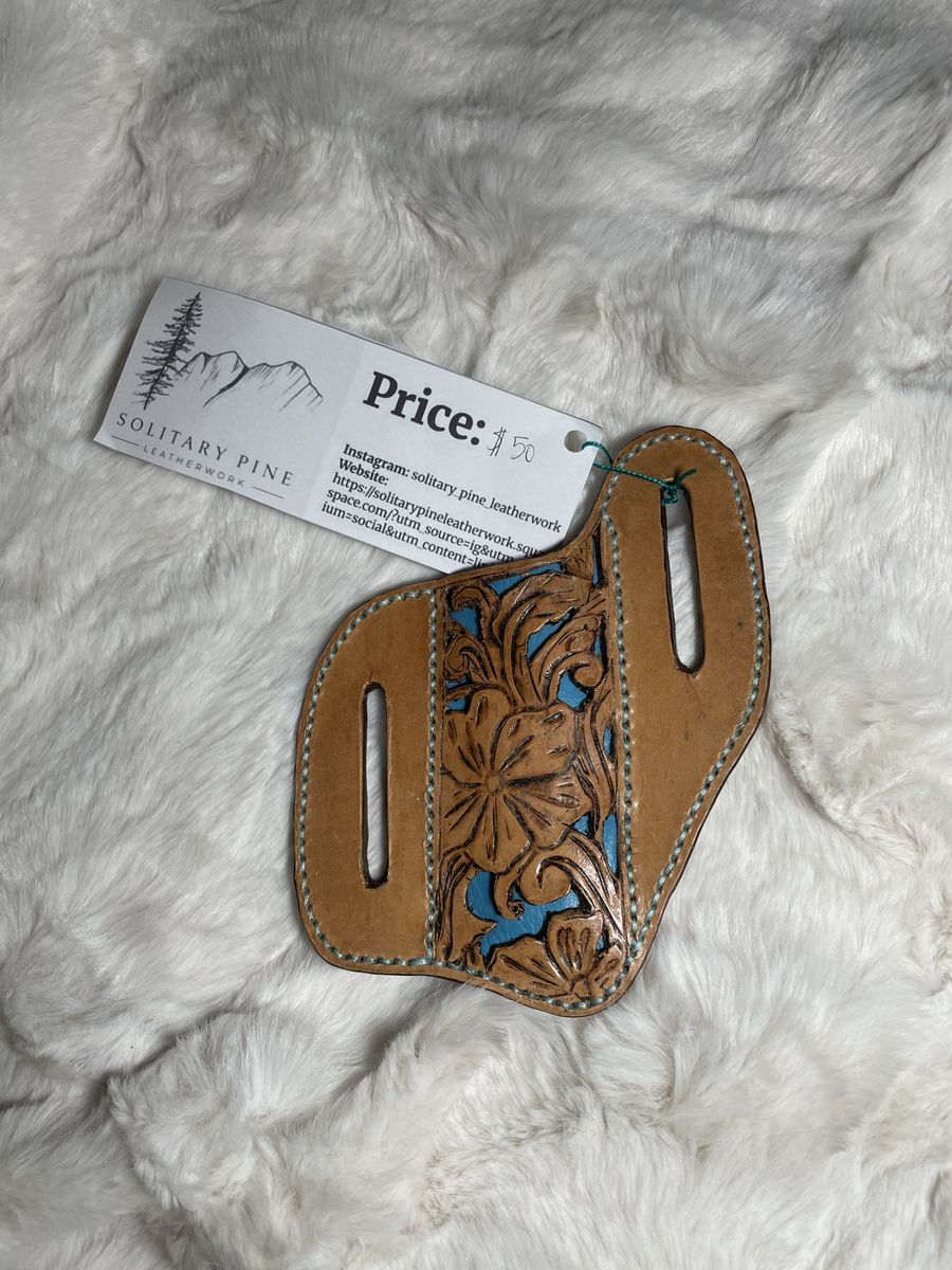Hand tooled Pancake knife sheath