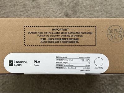Bambu Lab Jade White PLA Basic 3D Printer Filament