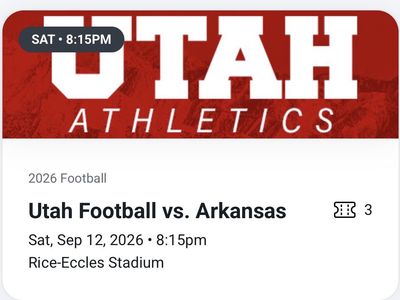 3 Utah Football vs. Arkansas Tickets - Sat, Sep 12, 2026, Row 6 Section N21