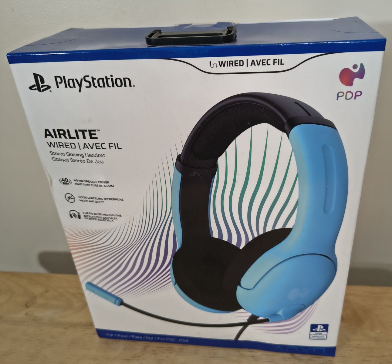 PDP Airlite Wired Stereo Gaming Headset for PlayStation - Blue, 40mm Drivers, Noise-Cancelling Mic