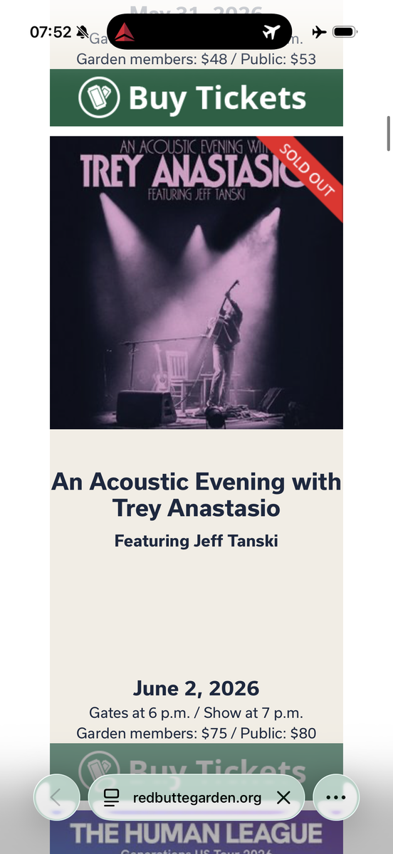 2 Trey Anastasio Red Butte Tickets
