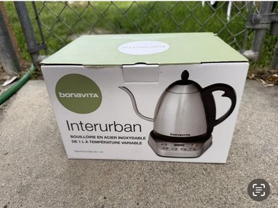 Bonavita Interurban 1L Variable Temperature Stainless Steel Gooseneck Electric Kettle