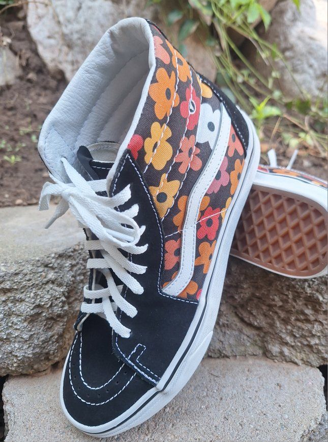 Womens Vans Sk8 Hi Flower Sneakers Sz 8.5