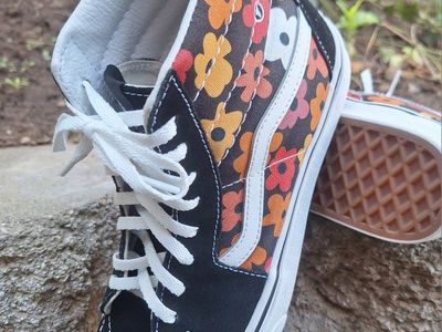 Womens Vans Sk8 Hi Flower Sneakers Sz 8.5