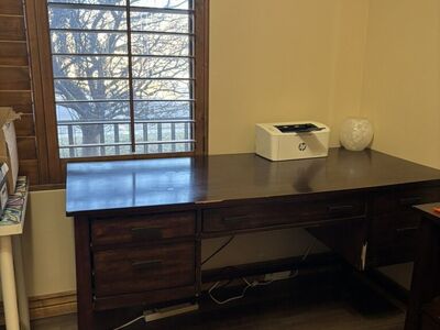 Hardwood Desk With Credenza