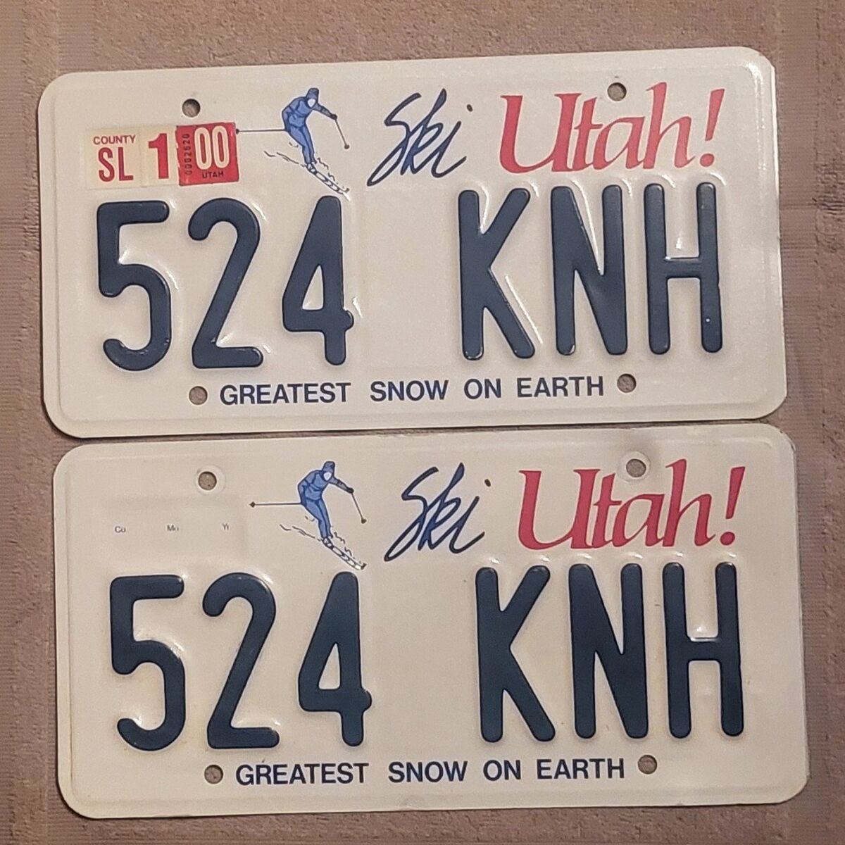 Pair of Utah Ski Utah license plates