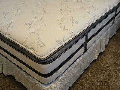 Full size Beautyrest Vanderbilt Plush Mattress (frame and low-profile box spring available also, as well as sheets)