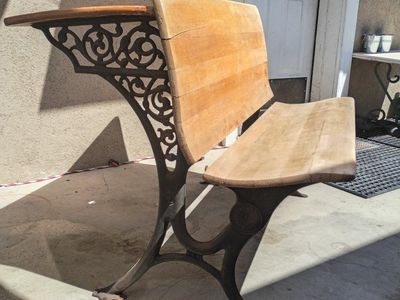 Antique Wood and Cast Iron school desk 1881 Buffalo New York