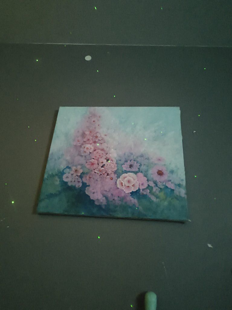 Floral Wall Art Canvas Painting - Pink and Blue Aesthetic Decor