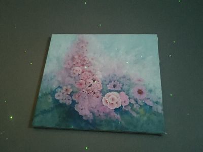 Floral Wall Art Canvas Painting - Pink and Blue Aesthetic Decor