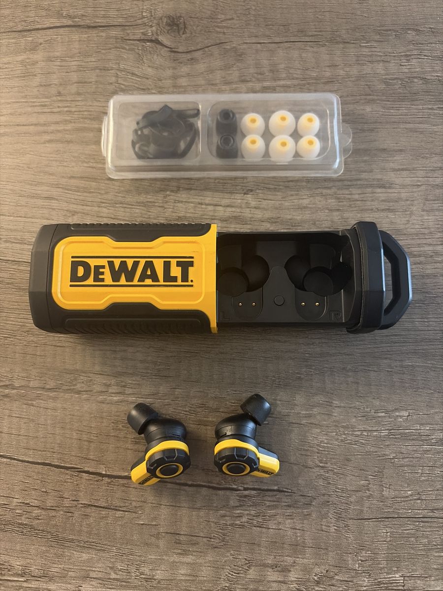 Dewalt Jobsite Pro X2 Earbuds True Wireless Bluetooth Headphones w/ Charging Case & Ear Tips