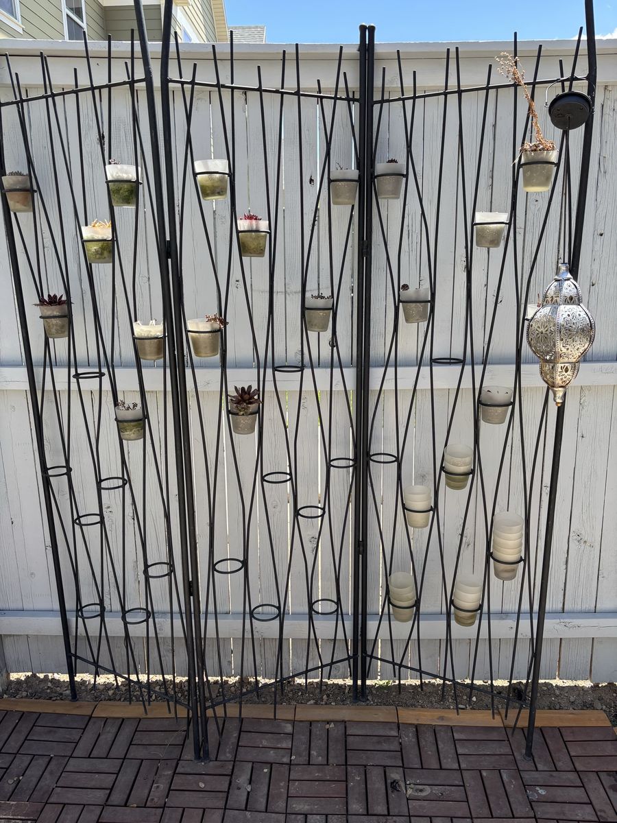 Wrought iron candle / plant wall w/ cups