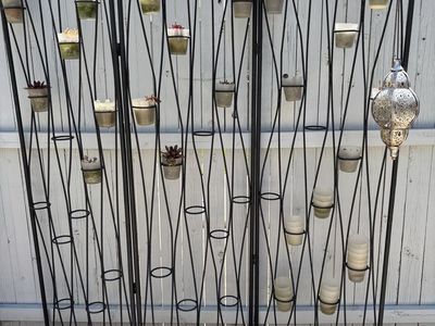Wrought iron candle / plant wall w/ cups