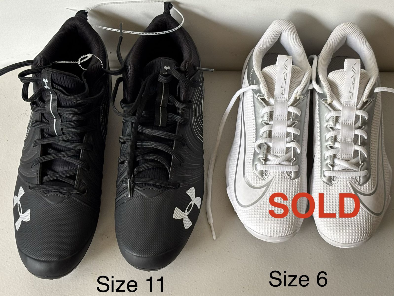 NEW Football Nitro Cleats-size 11 & 6Y (no box)