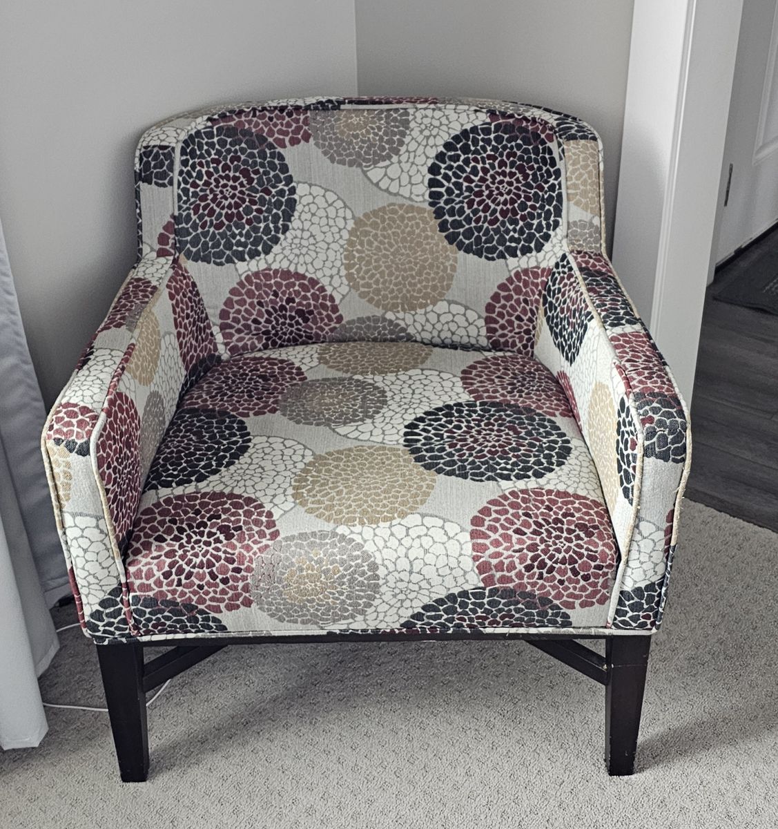 Accent Chair featuring a contemporary style with colorful geometric circle pattern