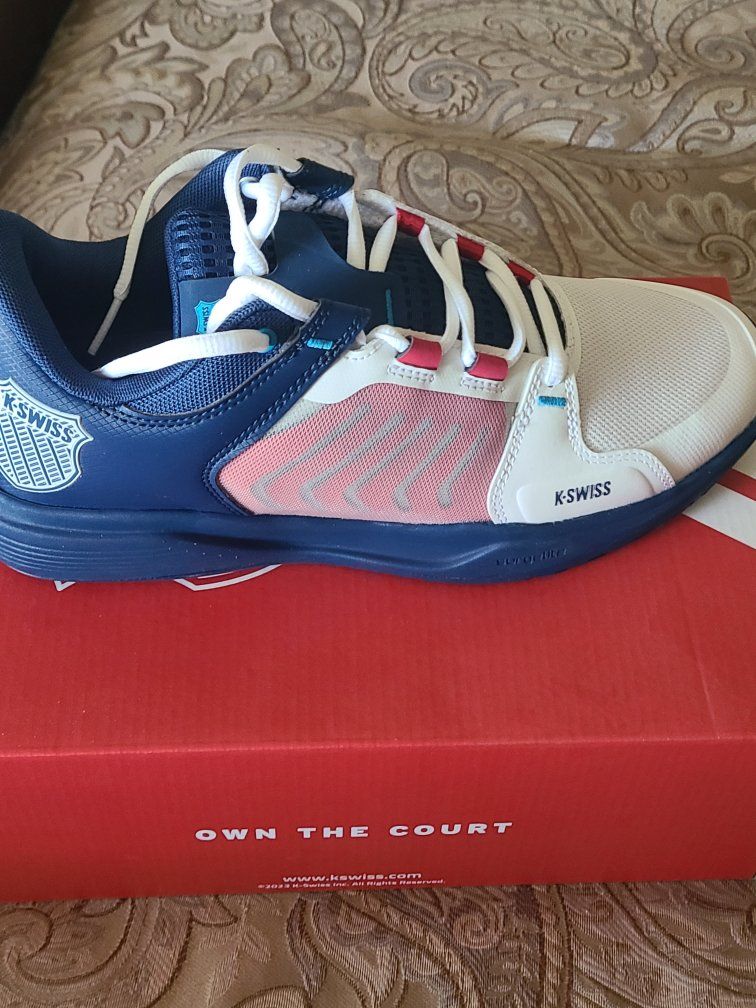 K-Swiss Men's Ultrashot Team Pickleball Shoes Size 8.5 Medium White/Blue/Coral