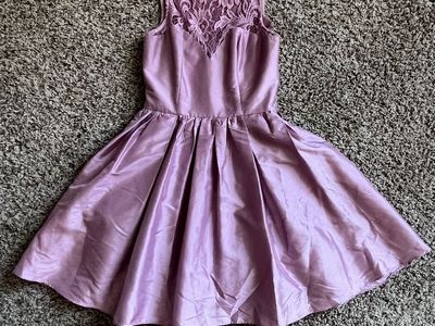Light Mauve Sleeveless Lace Bodice Fit & Flare Dress - Prom/Cocktail, Size 4, Polyester