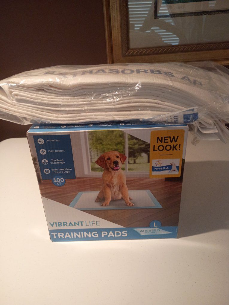 Vibrant Life Pet Training Pads (Large 22in x 22in) and Extrasorbs AP Underpads