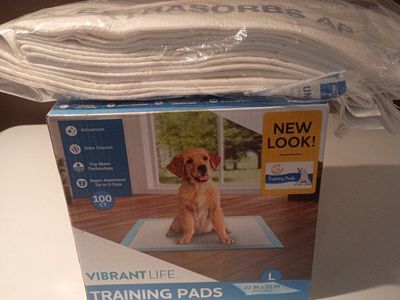 Vibrant Life Pet Training Pads (Large 22in x 22in) and Extrasorbs AP Underpads
