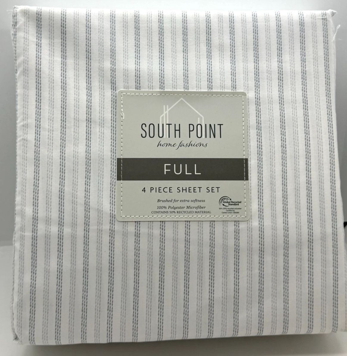 Full size sheet set gray stripes. Excellent condition used in a guest room