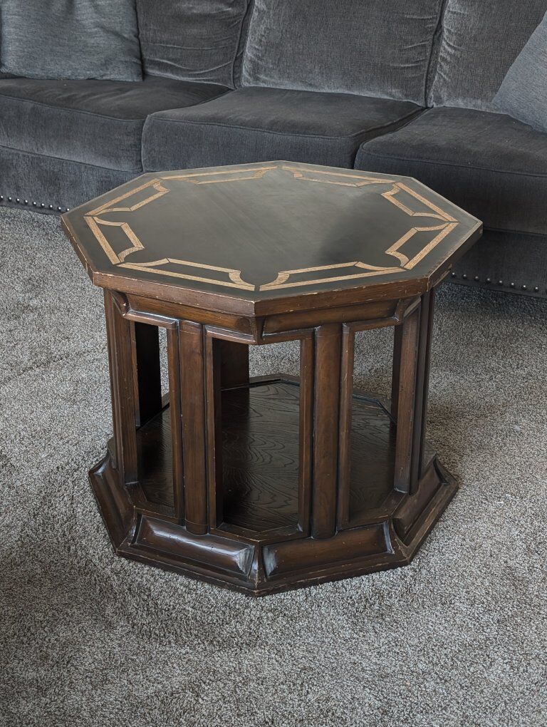 Vintage Octagon Wood Side Table