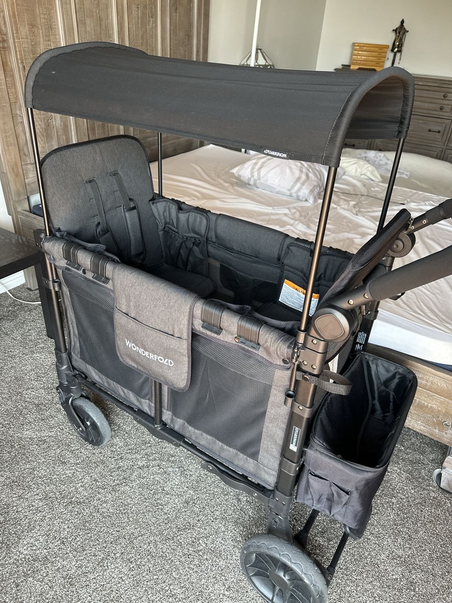 Wonderfold W2 Elite Stroller Wagon Jet Black 2 Seater
