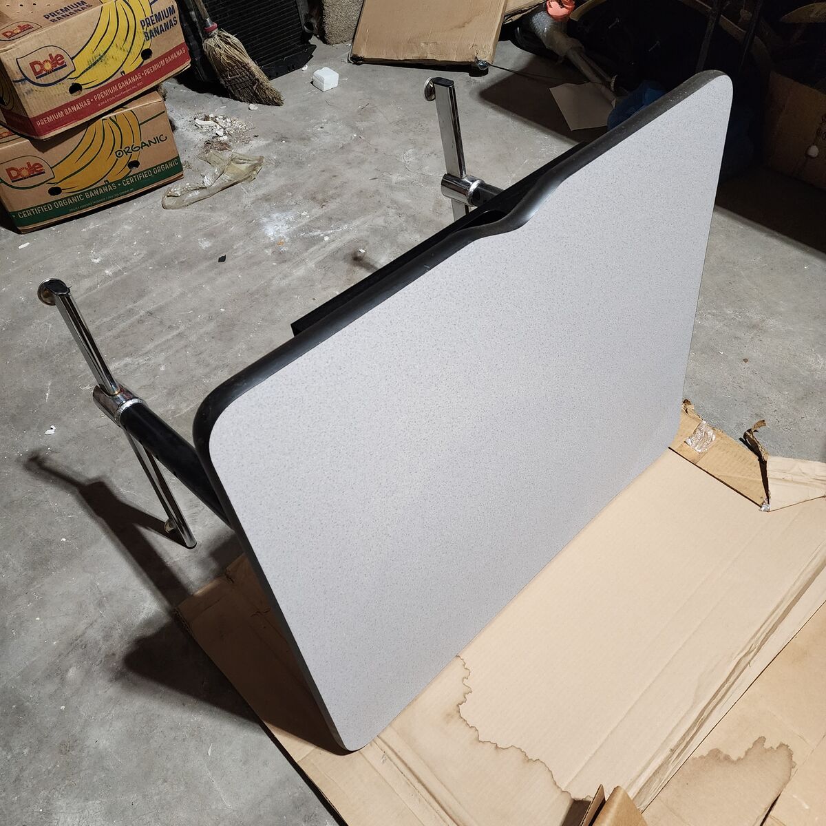 30x36 Computer Table Desk Office Grey Vinyl Chrome Black Adjustable Height Legs 30 inch 36 inch 30" x 36"