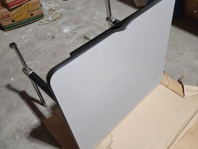 30x36 Computer Table Desk Office Grey Vinyl Chrome Black Adjustable Height Legs 30 inch 36 inch 30" x 36"