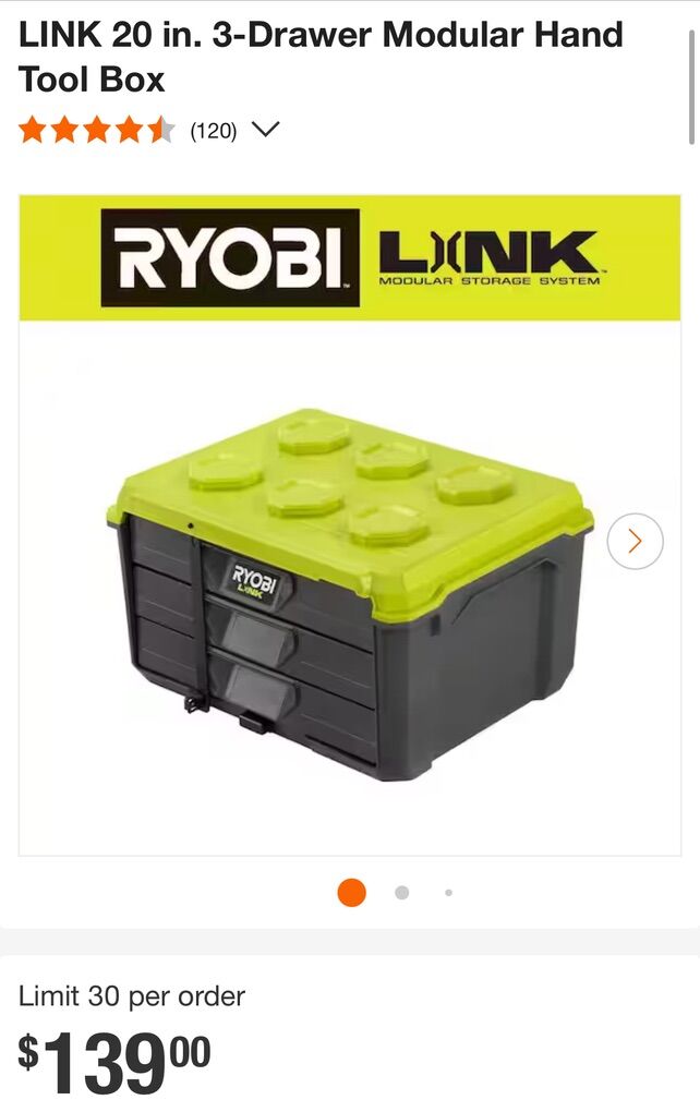 New LINK 20 in. 3-Drawer Modular Hand Tool Box.