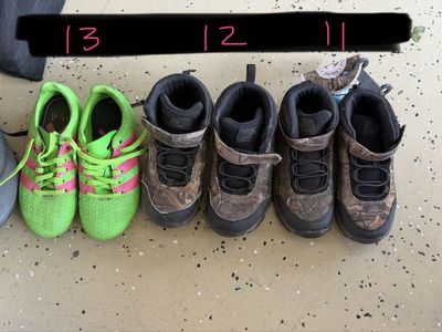 Kids' Athletic Shoe Lot: Nike, Adidas, Ozark Trail - Cleats, Boots, Skate Shoes (Sizes 11K-5.5K)