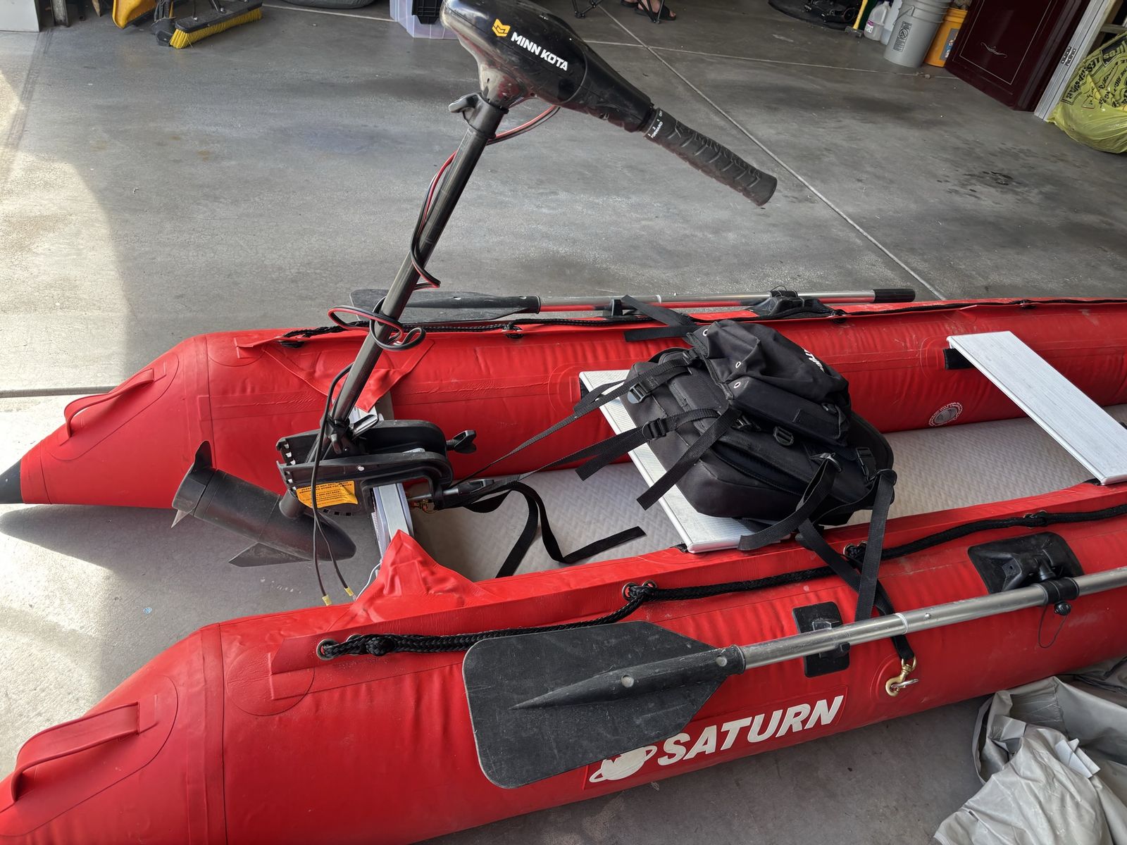 Saturn SK396 Inflatable Catamaran Boat with Minn Kota Trolling Motor