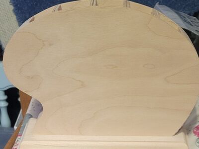 Pallette shaped wood paint brush holder