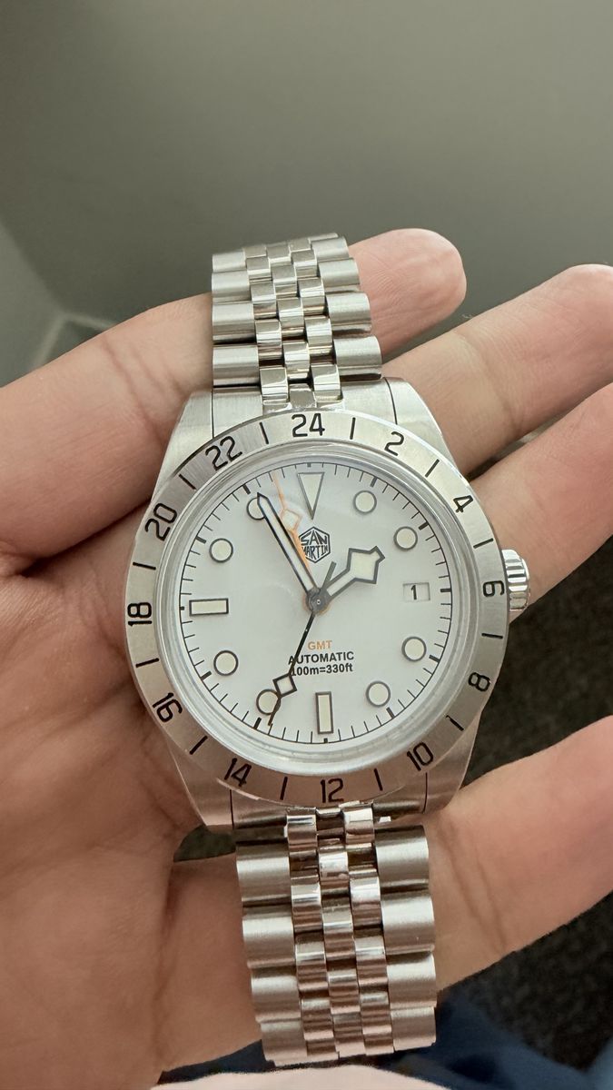 San Martin GMT Automatic 100M/330ft Stainless Steel Watch White Dial