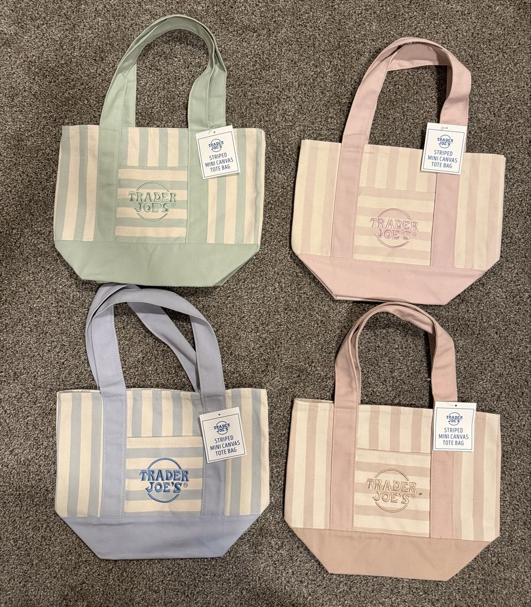 Trader Joe's Striped Mini Canvas Tote Bag - New with Tags