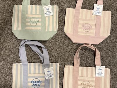 Trader Joe's Striped Mini Canvas Tote Bag - New with Tags