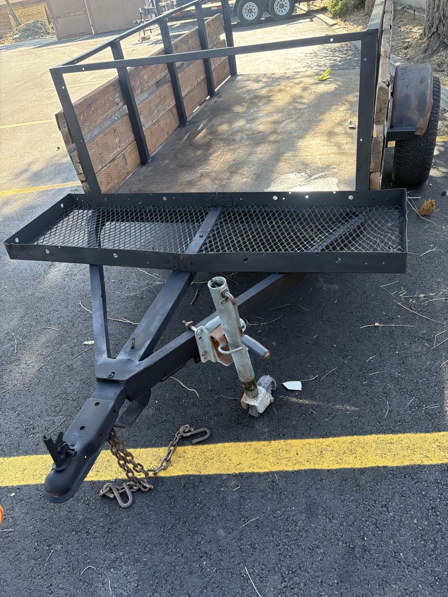 Utility Trailer - Black, Wood Paneling, Mesh Front Platform