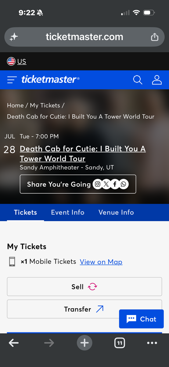Death Cab for Cutie Sandy Ampitheater Tickets July 28th