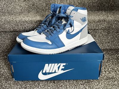 Nike Air Jordan 1 Retro High Blue White Gray Sneakers - Men's US 11